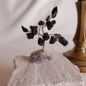 Árvore de Turmalina Negra com Base em Ametista