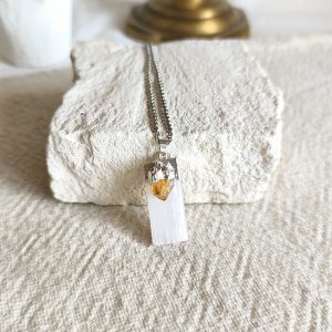 Colar de Selenite e Citrino