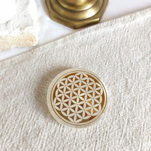 Base de Selenite - Flor da Vida Dourada