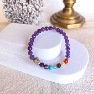 Pulseira de Ametista c/ 7 Chakras